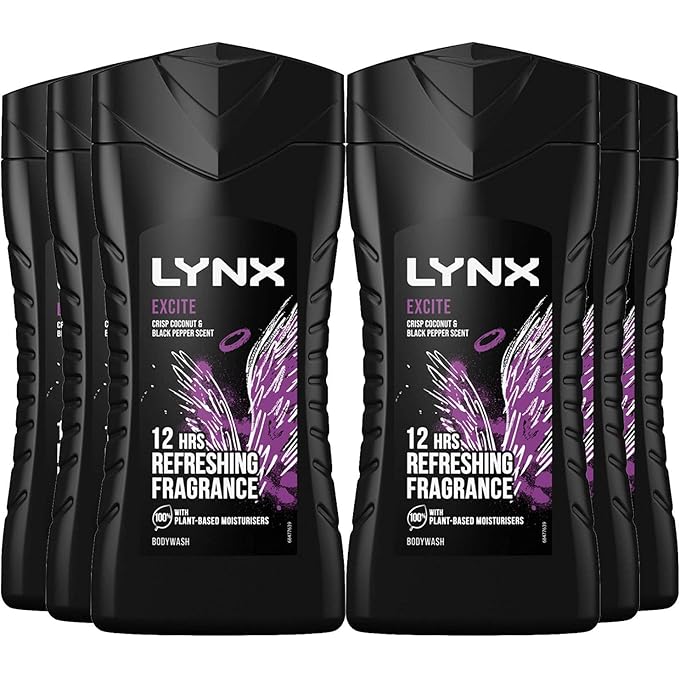 Lynx 6x Excite Shower Gel Mens Body Wash 250ml - Image 1